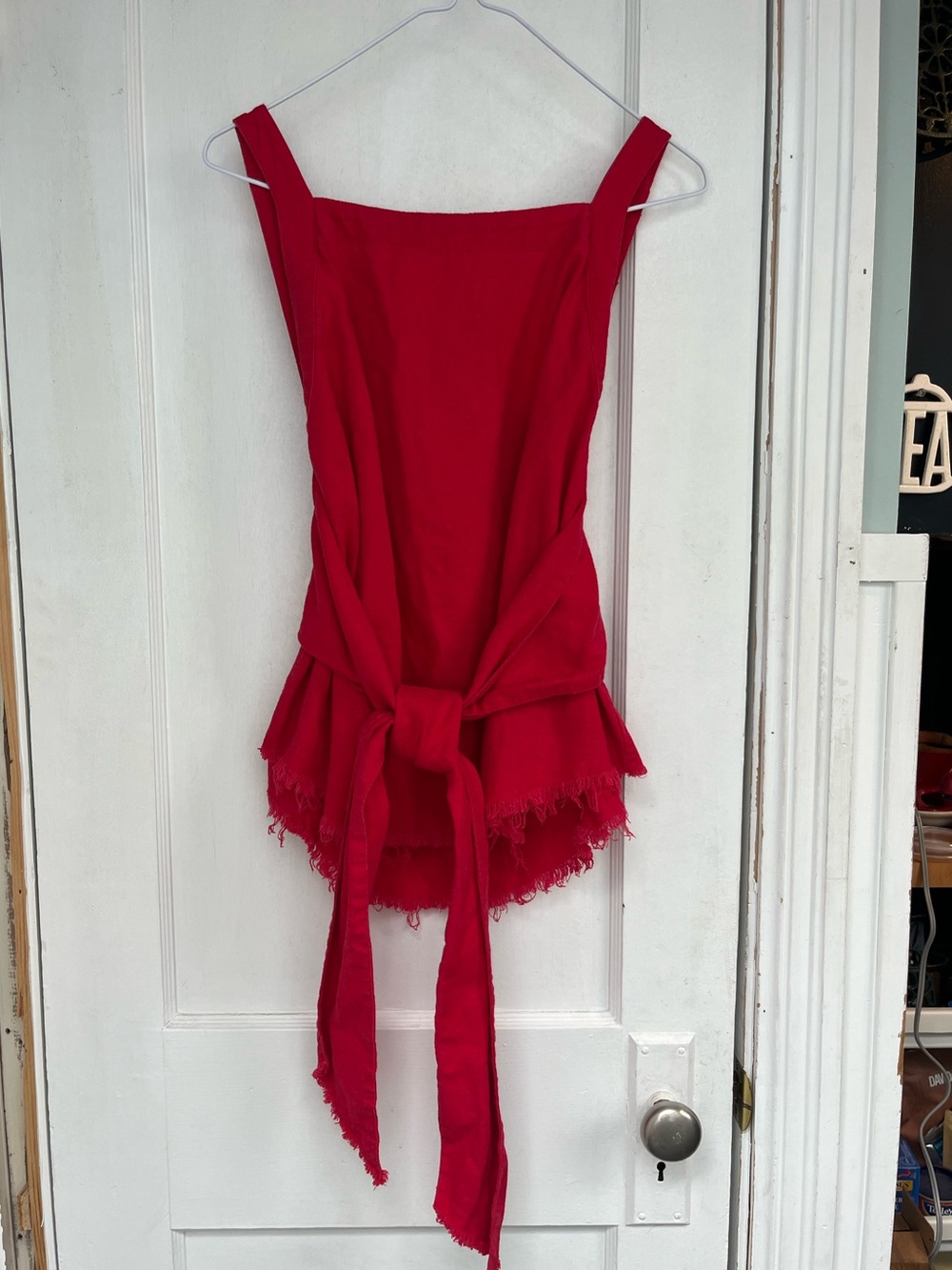 Nordstrom Bp. Red linen/rayon tie-top